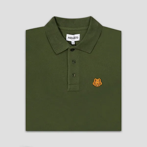 Áo Polo Nam Kenzo With Black Tiger Logo Embroidered FA65PO001 4PU 51 Màu Xanh Rêu