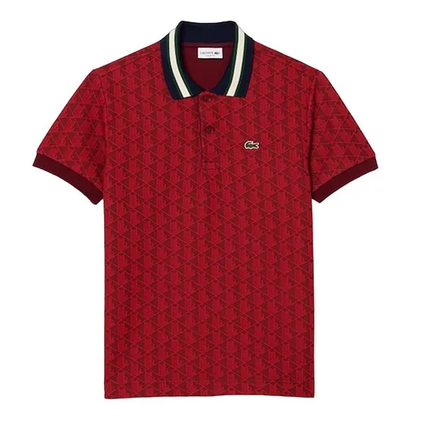 Áo Polo Nam Lacoste Classic Fit Contrast Collar Monogram DH1417 Màu Đỏ Size 2 - Thời trang - Vua Hàng Hiệu