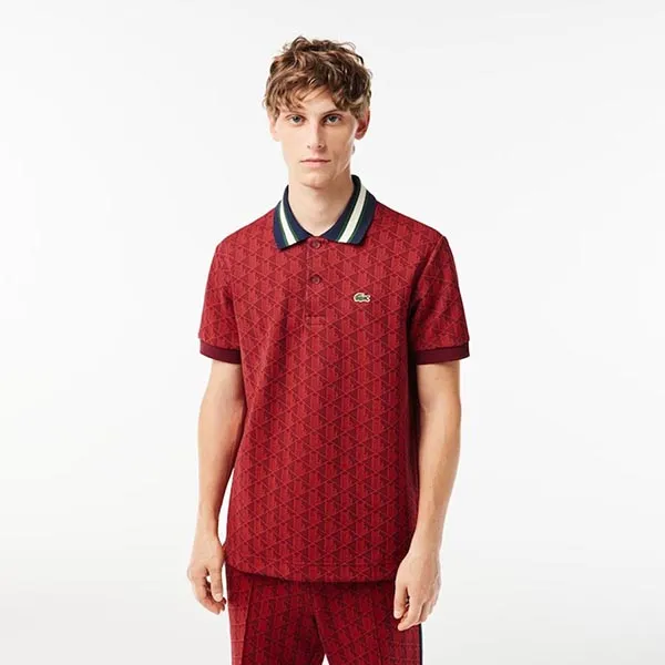 Áo Polo Nam Lacoste Classic Fit Contrast Collar Monogram DH1417 Màu Đỏ Size 2 - Thời trang - Vua Hàng Hiệu