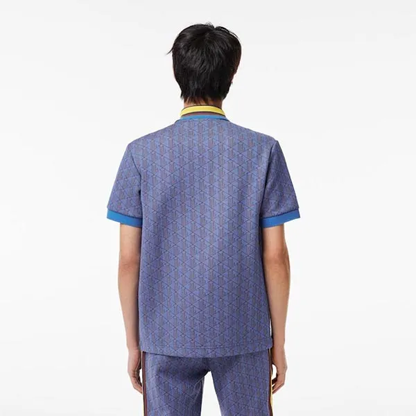 Áo Polo Nam Lacoste Classic Fit Contrast Collar Monogram DH1417 NJI Màu Xanh Blue Size 4