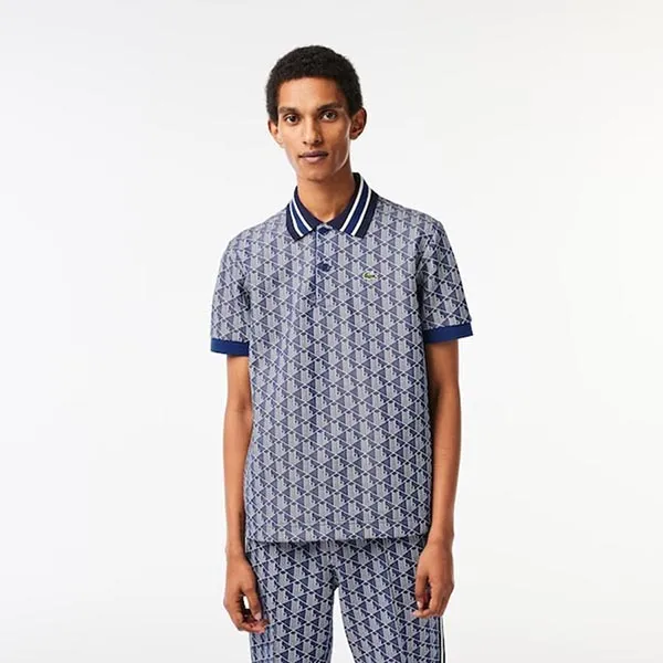 Áo Polo Nam Lacoste Classic Fit Contrast Collar Monogram DH1417 Màu Xanh Navy Size 2 - Thời trang - Vua Hàng Hiệu
