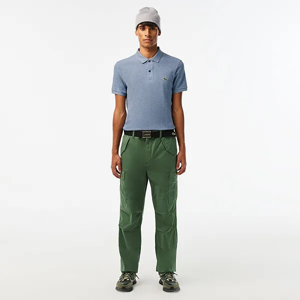 Áo Polo Nam Lacoste Slim Fit Bleu Indigo Clair PH4012 1GF Màu Xanh Size 2