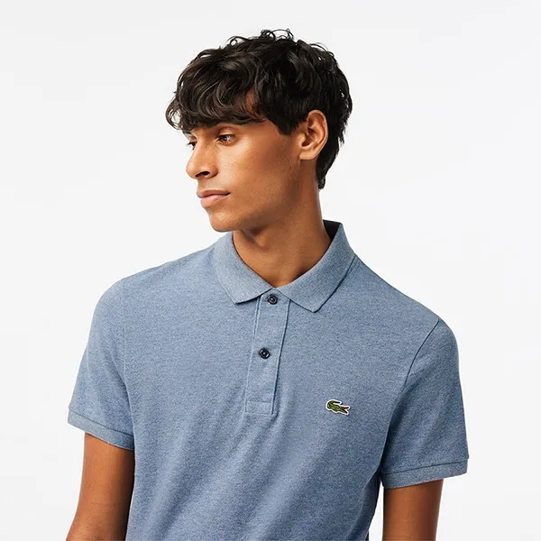 Áo Polo Nam Lacoste Slim Fit Bleu Indigo Clair PH4012 1GF Màu Xanh Size 2