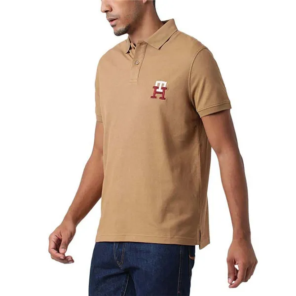 Áo Polo Nam Tommy Hilfiger Embroidered TH Logo 78j9451210 GD04 Tshirt Màu Vàng Nâu Size M