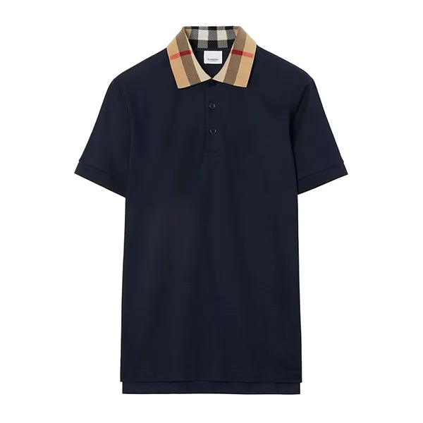 Áo Polo Nam Burberry Check Motif Cotton Polo Shirt 8072661 B3590 Màu Xanh Navy Size S