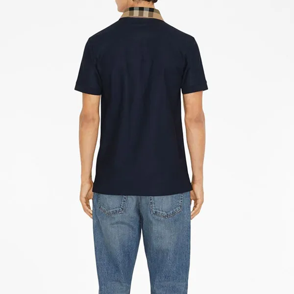 Áo Polo Nam Burberry Check Motif Cotton Polo Shirt 8072661 B3590 Màu Xanh Navy Size S