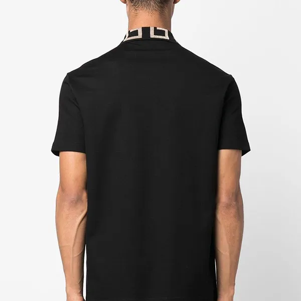 Áo Polo Nam Versace Logo Pique Cotton Polo Shirt A87402 Màu Đen Size XS
