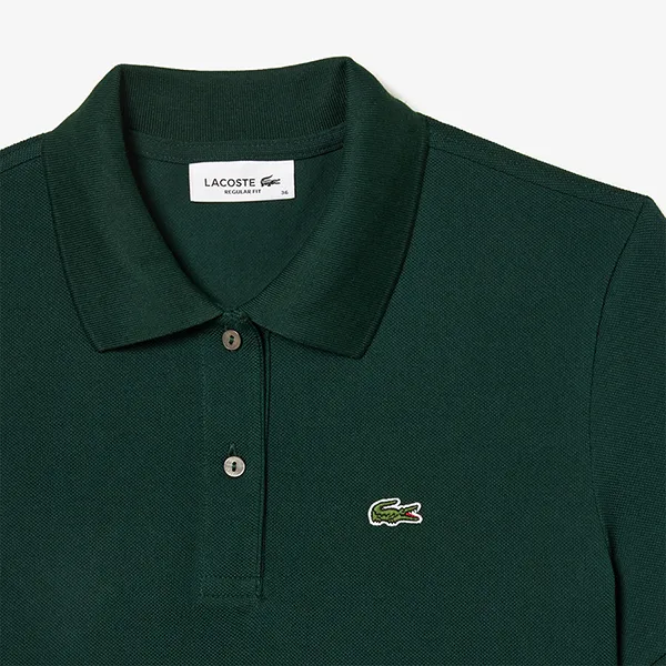 Áo Polo Nữ Lacoste Women's Regular Fit Soft Cotton Petit Piqué Shirt PF7839-00 Màu Xanh Lá Đậm Size 36 - 4