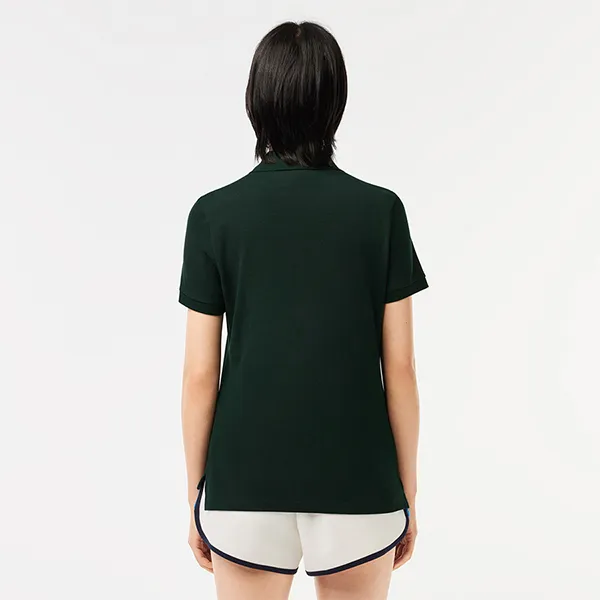 Áo Polo Nữ Lacoste Women's Regular Fit Soft Cotton Petit Piqué Shirt PF7839-00 Màu Xanh Lá Đậm Size 36 - 5