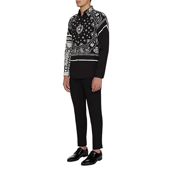 Áo Sơ Mi Nam Dolce & Gabbana D&G Martini Shirt G5JL8T Màu Đen Họa Tiết Size 38