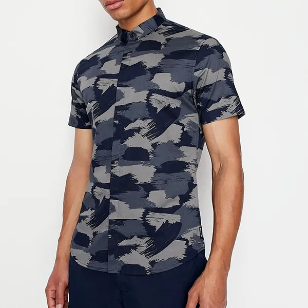Áo Sơ Mi Nam Armani Exchange Shirt 3LZC04ZNEAZ Màu Xanh Xám Size XS
