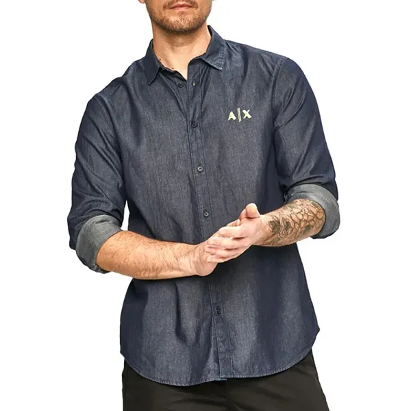 Áo Sơ Mi Nam Armani Exchange Shirt 3KZC07 Z1ERZ GE03 Màu Đen Xám Size S - Thời trang - Vua Hàng Hiệu