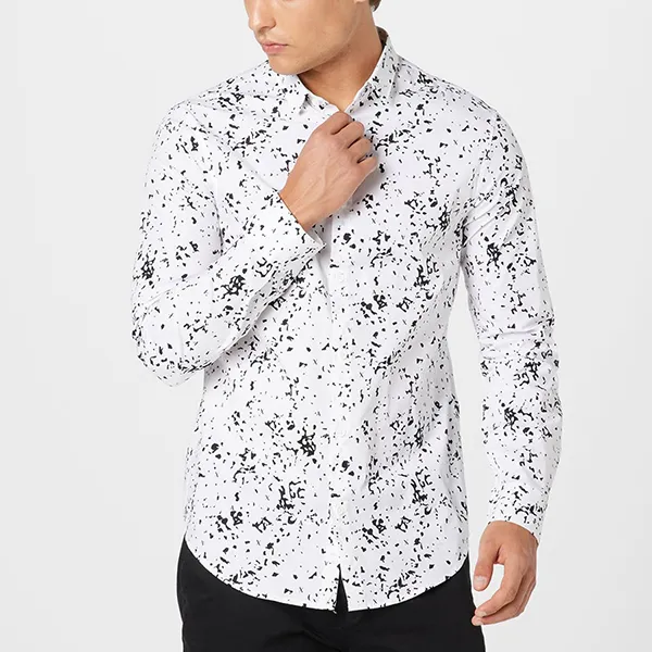 Áo Sơ Mi Nam Armani Exchange Splatter Print Long Sleeve Woven Shirt White Màu Trắng Họa Tiết Size XS - Thời trang - Vua Hàng Hiệu