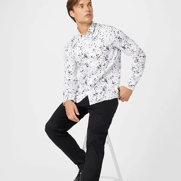 Áo Sơ Mi Nam Armani Exchange Splatter Print Long Sleeve Woven Shirt White Màu Trắng Họa Tiết Size XS - Thời trang - Vua Hàng Hiệu