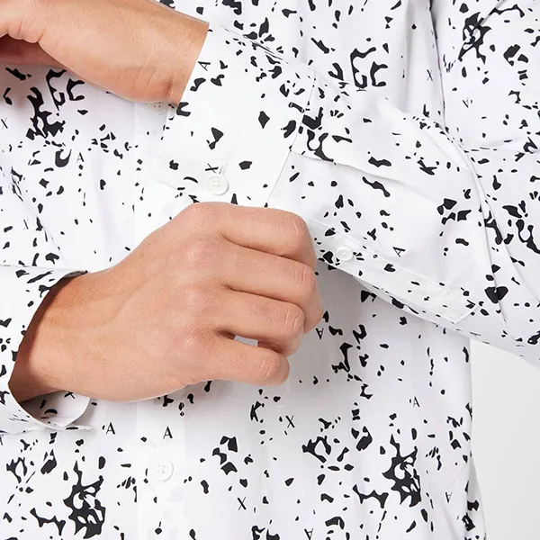 Áo Sơ Mi Nam Armani Exchange Splatter Print Long Sleeve Woven Shirt White Màu Trắng Họa Tiết Size XS - Thời trang - Vua Hàng Hiệu