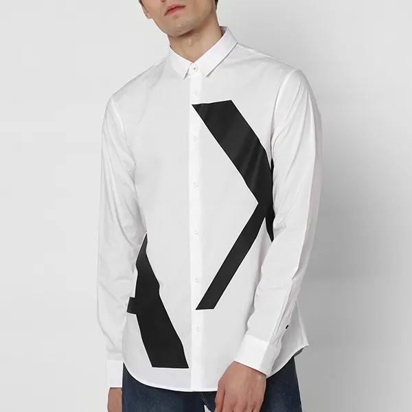 Áo Sơ Mi Nam Armani Exchange Striped Regular Fit Shirt 7VZC24 ZNM5Z Màu Trắng Size XL
