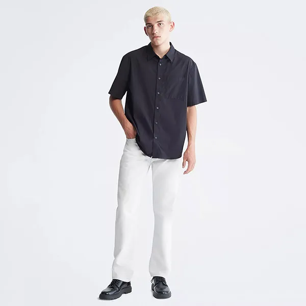 Áo Sơ Mi Nam Calvin Klein CK Solid Pocket Short Sleeve Easy Shirt Màu Đen Size S