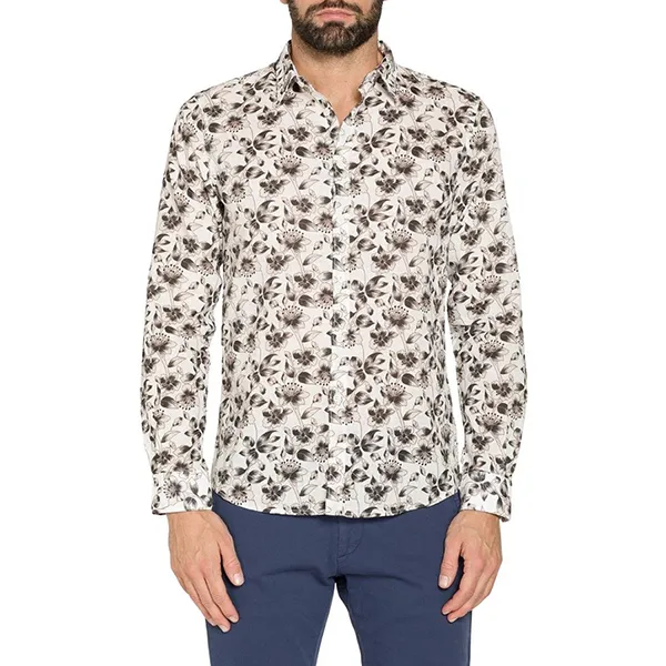 Áo Sơ Mi Nam Carrera Jeans Linen-Cotton Blend Shirt T213A1251A_L74 Màu Trắng Họa Tiết Size S - Thời trang - Vua Hàng Hiệu