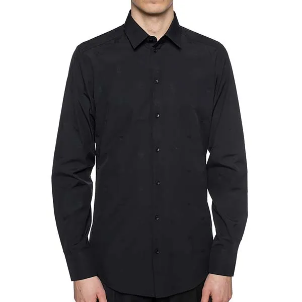 Áo Sơ Mi Nam Dolce & Gabbana D&G Black With Crown Logo Embroidered G5EJ0T FJ5FP S8350 Màu Đen