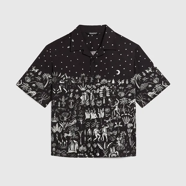 Áo Sơ Mi Nam Neil Barrett Dancing In The Moonlight Bowling Shirt Màu Đen Trắng - Thời trang - Vua Hàng Hiệu