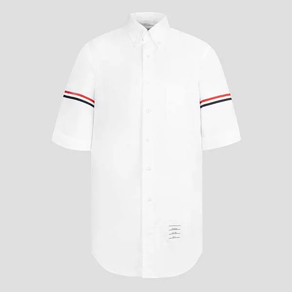 Áo Sơ Mi Nam Thom Browne Three-line Armband Oxford Short Sleeve MWS242A-06177-100 Màu Trắng