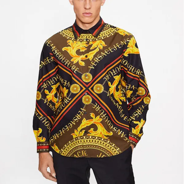 Áo Sơ Mi Nam Versace Jeans Couture Shirt 75GAL2RF Màu Đen Vàng Size 44