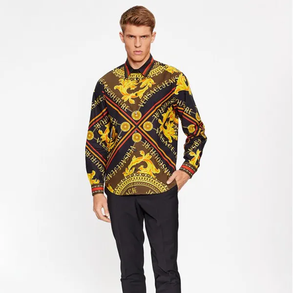 Áo Sơ Mi Nam Versace Jeans Couture Shirt 75GAL2RF Màu Đen Vàng Size 44