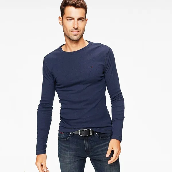 Áo Thun Dài Tay Nam Tommy Hilfiger T-Shirt DM0DM04409_BL002 Màu Xanh Than Size S