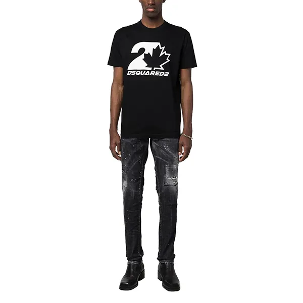 Áo Thun Nam Dsquared2 Fashionable Short Sleeved Round Neck Men's Tshirt S74GD1157 Màu Đen Size S - Thời trang - Vua Hàng Hiệu