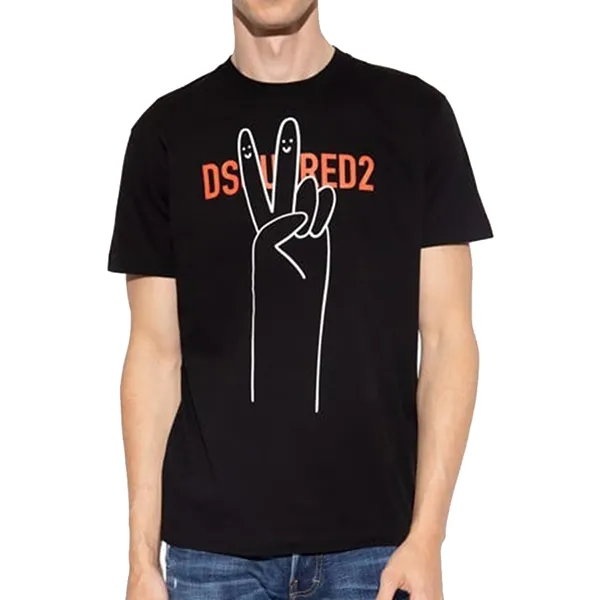 Áo Thun Nam Dsquared2 Printed Short Sleeved Round Neck Men's Tshirt S74GD1160 Màu Đen - Thời trang - Vua Hàng Hiệu
