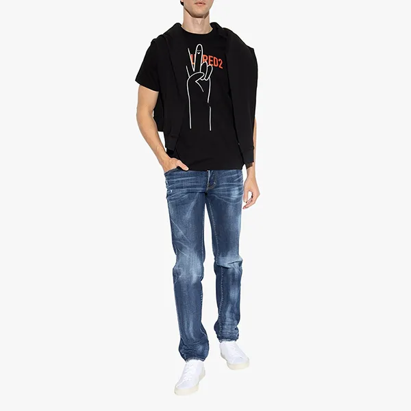 Áo Thun Nam Dsquared2 Printed Short Sleeved Round Neck Men's Tshirt S74GD1160 Màu Đen - Thời trang - Vua Hàng Hiệu