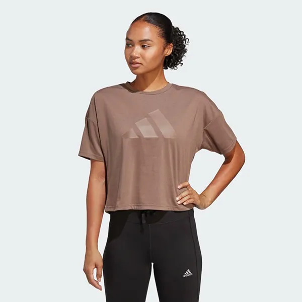 Áo Thun Nữ Adidas 3-Bar Train Icons Logo TShirt HS2343 Màu Nâu Đất Size XS - Thời trang - Vua Hàng Hiệu