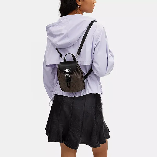 Balo Nữ Coach Amelia Convertible Backpack In Signature Canvas CL458 Màu Nâu Đen - Túi xách - Vua Hàng Hiệu