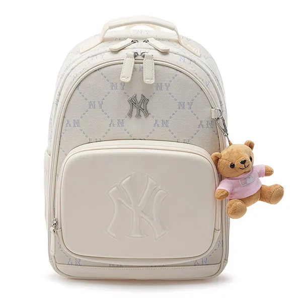 Balo Trẻ Em MLB Mini Diamond Monogram Round New School Bag New York Yankees7ABKMD34N-50IVS Màu Trắng