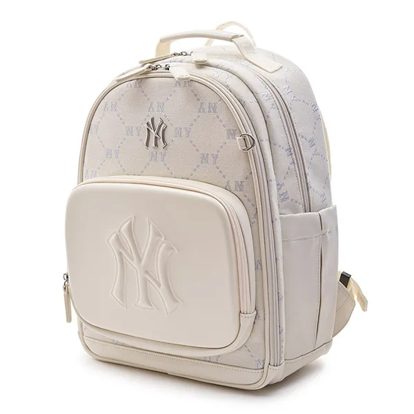 Balo Trẻ Em MLB Mini Diamond Monogram Round New School Bag New York Yankees7ABKMD34N-50IVS Màu Trắng