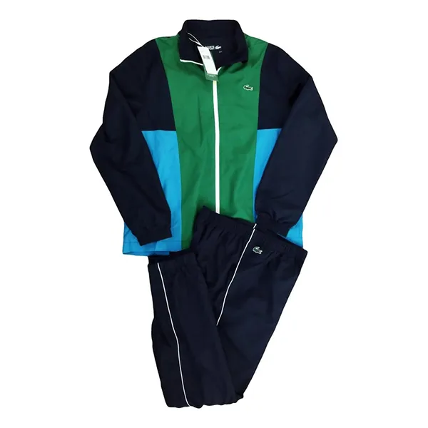 Bộ Quần Áo Gió Nam Lacoste Tracksuit Navy Blue Green Light Blue Màu Xanh