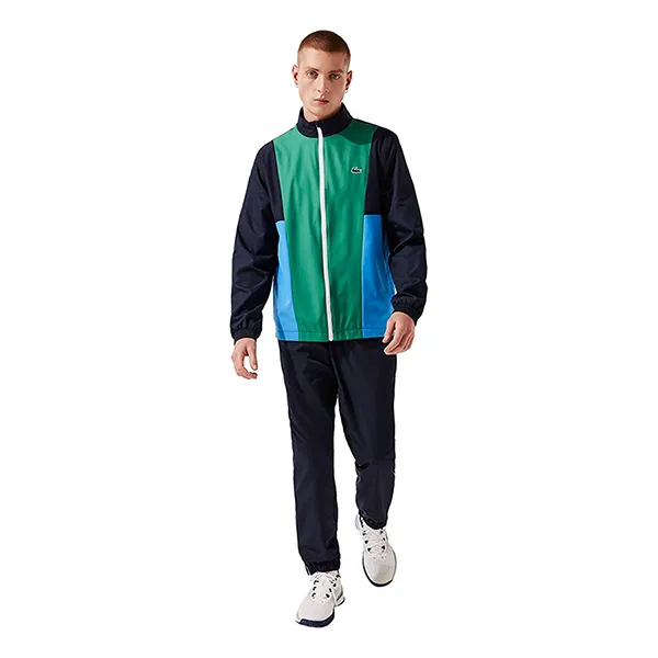 Bộ Quần Áo Gió Nam Lacoste Tracksuit Navy Blue Green Light Blue Màu Xanh
