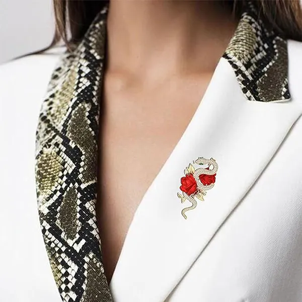 Cài Áo Nữ Meri Animal Brooch For Women Rhinestone Insect Brooch Gold Plated Animal Lapel Pin BR628 Màu Vàng Đỏ