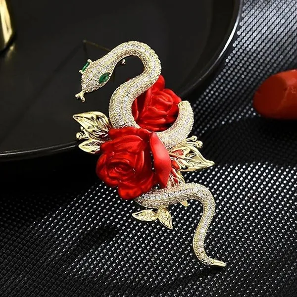 Cài Áo Nữ Meri Animal Brooch For Women Rhinestone Insect Brooch Gold Plated Animal Lapel Pin BR628 Màu Vàng Đỏ