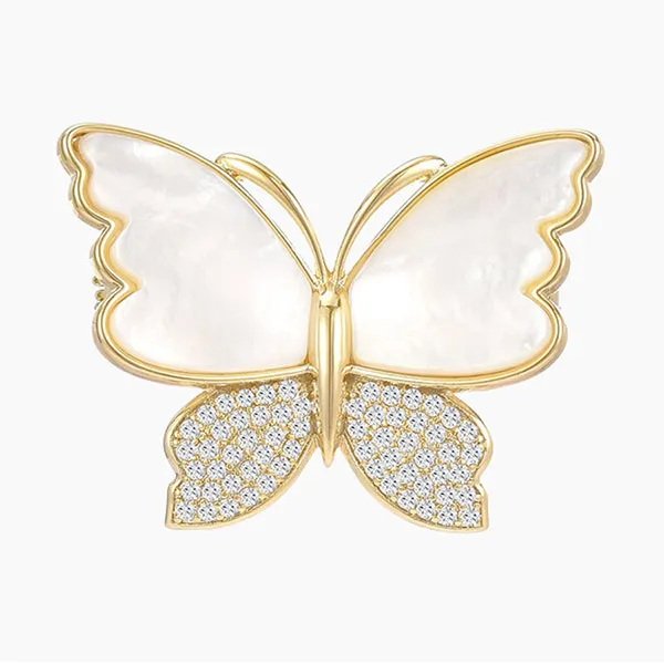 Cài Áo Nữ Meri Bướm Xà Cừ Xinh Xắn BR642 Màu Vàng