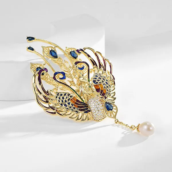 Cài Áo Nữ Meri Chim Công Royal BR569 Phối Màu