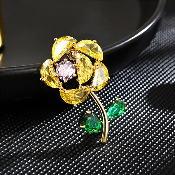 Cài Áo Nữ Meri Hoa Vàng Lấp Lánh Màu Vàng