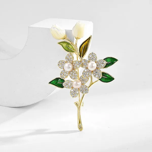 Cài Áo Nữ Meri Nhành Hoa Ngát Hương BR637 Màu Vàng