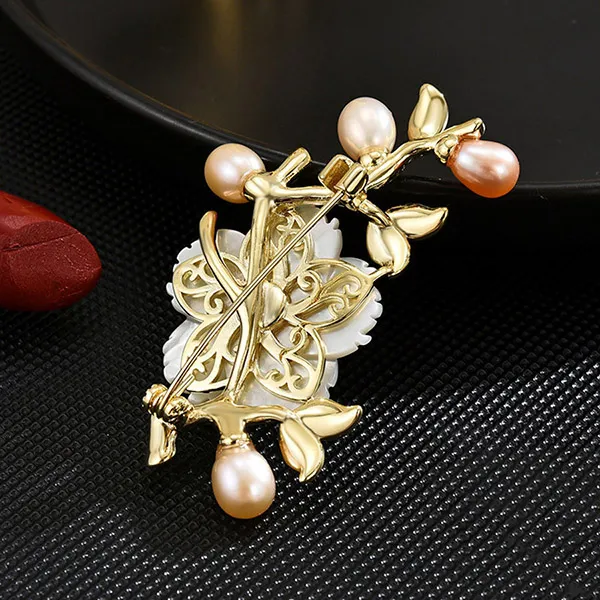 Cài Áo Nữ Meri Nhành Mai Xà Cừ Và Ngọc Trai BR650 Màu Trắng Ngà - Phụ kiện - Vua Hàng Hiệu