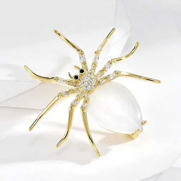 Cài Áo Nữ Meri Spider Đá Trắng BR587 Màu Vàng