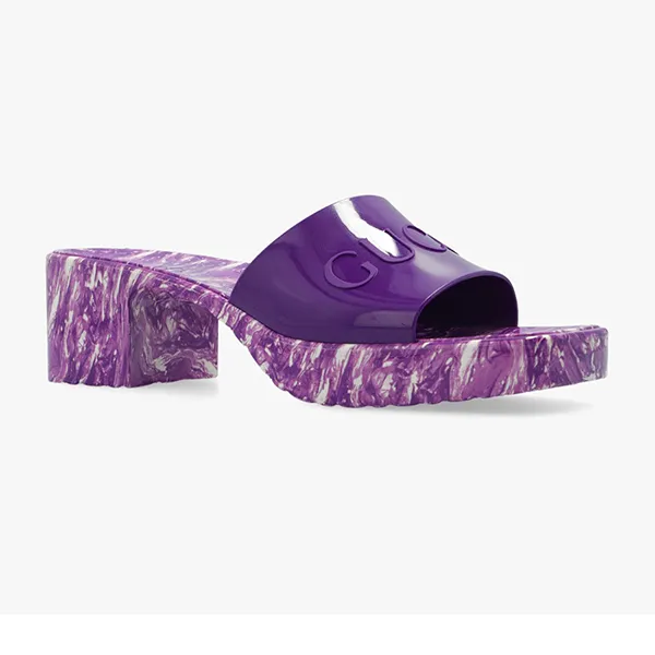 Dép Cao Gót Nữ Gucci Purple Heeled Slides With Monogram 700989 JFM00-5235 Màu Tím Size 34