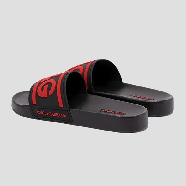 Dép Nam Dolce & Gabbana D&G Black Logo DG Red Rubber CS2072 AQ858 89650 Màu Đen - Dép - Vua Hàng Hiệu