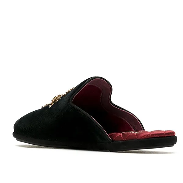 Dép Nam Dolce & Gabbana D&G Cross Embellished Velvet Slippers A80128AU488 Màu Đen Họa Tiết - Dép - Vua Hàng Hiệu