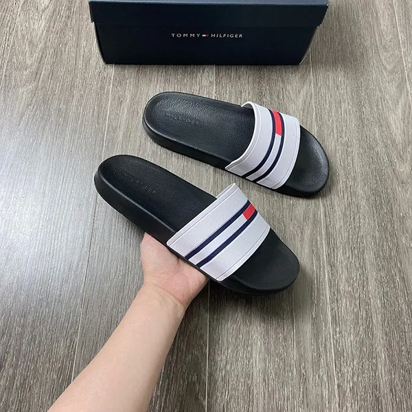 Dép Nam Tommy Hilfiger Ennis Black 001 Màu Đen Trắng Size 43