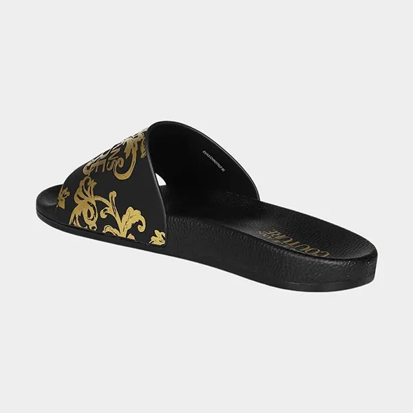 Dép Nam Versace Jeans Couture Black Logo Gold Printed 74YA3SQ4 ZS365 G89 Màu Đen Vàng